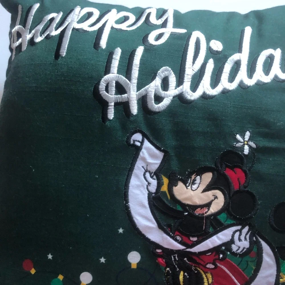 Disney Mickey and Minnie Holiday Pillow - Green and Red